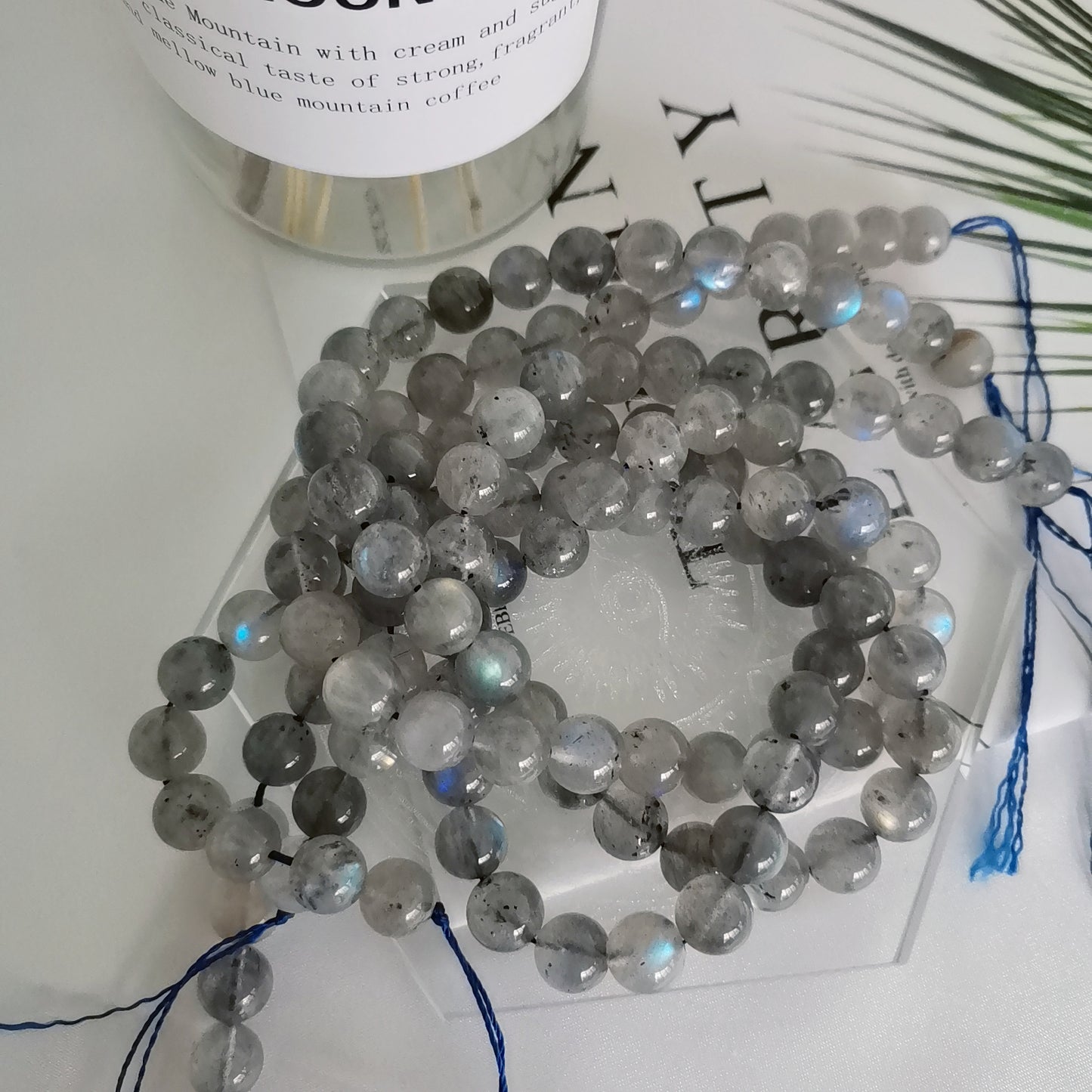 Natural Grey Moonlight Labradorite Round Beadstring For Jewelry Making