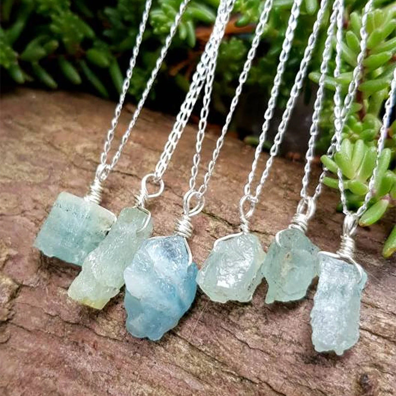 Collares de piedra natural cruda para mujeres y niñas, colgantes de cristal geométrico, collares de cadena de oro