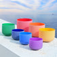 7pcs Colored Quartz Crystal Singing Bowls Chakra Notes 440hz With Case