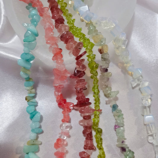 Boho Stone Beaded Chips Necklace Chakra Crystal Necklace Adjusatble Jewelry