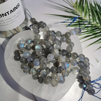 Natural Grey Moonlight Labradorite Round Beadstring For Jewelry Making