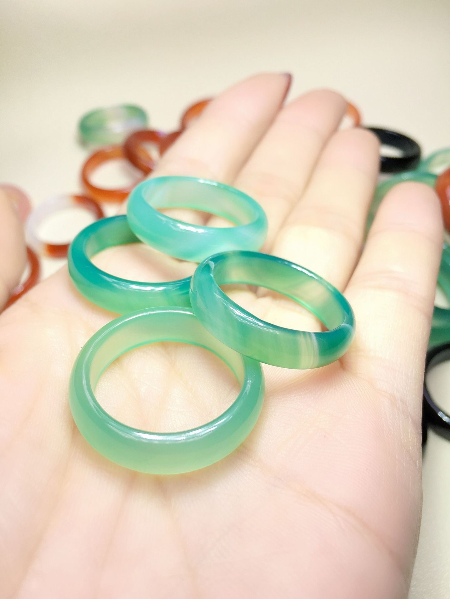 Natural Agate Band Ring for Women Colorful Agate Rings for Girls Gifts