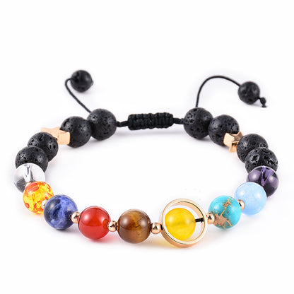 Pulsera con dijes de galaxia del universo Pulseras con cuentas de ocho planetas Pulseras con estrellas guardianas del sistema solar