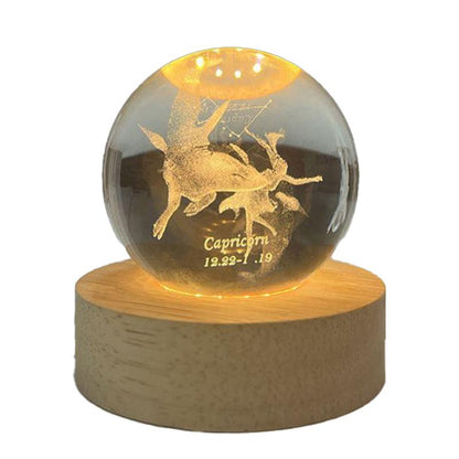 3D Laser Engraving 12 Constellations Crystal Ball