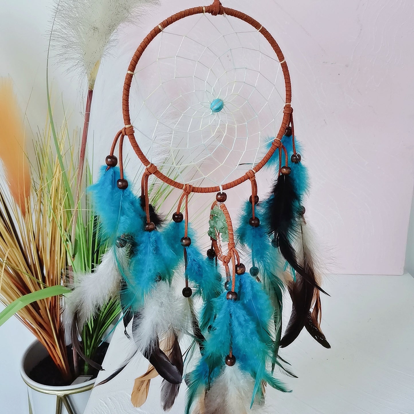 Dream Catcher with Natural Crystal Amethyst Chips Tree of Life Dream Catcher