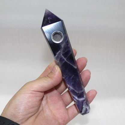 Natural Dream Amethyst Lengthens Smoking Pipe