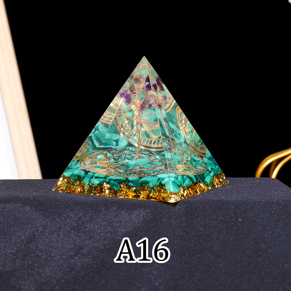 1pc Seven Chakra Orgone Pyramid Natural Crystal Gravel Treatment Tower Gemstone Reiki Home Decorate