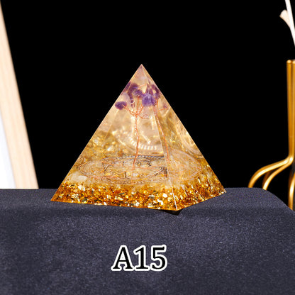 1pc Seven Chakra Orgone Pyramid Natural Crystal Gravel Treatment Tower Gemstone Reiki Home Decorate