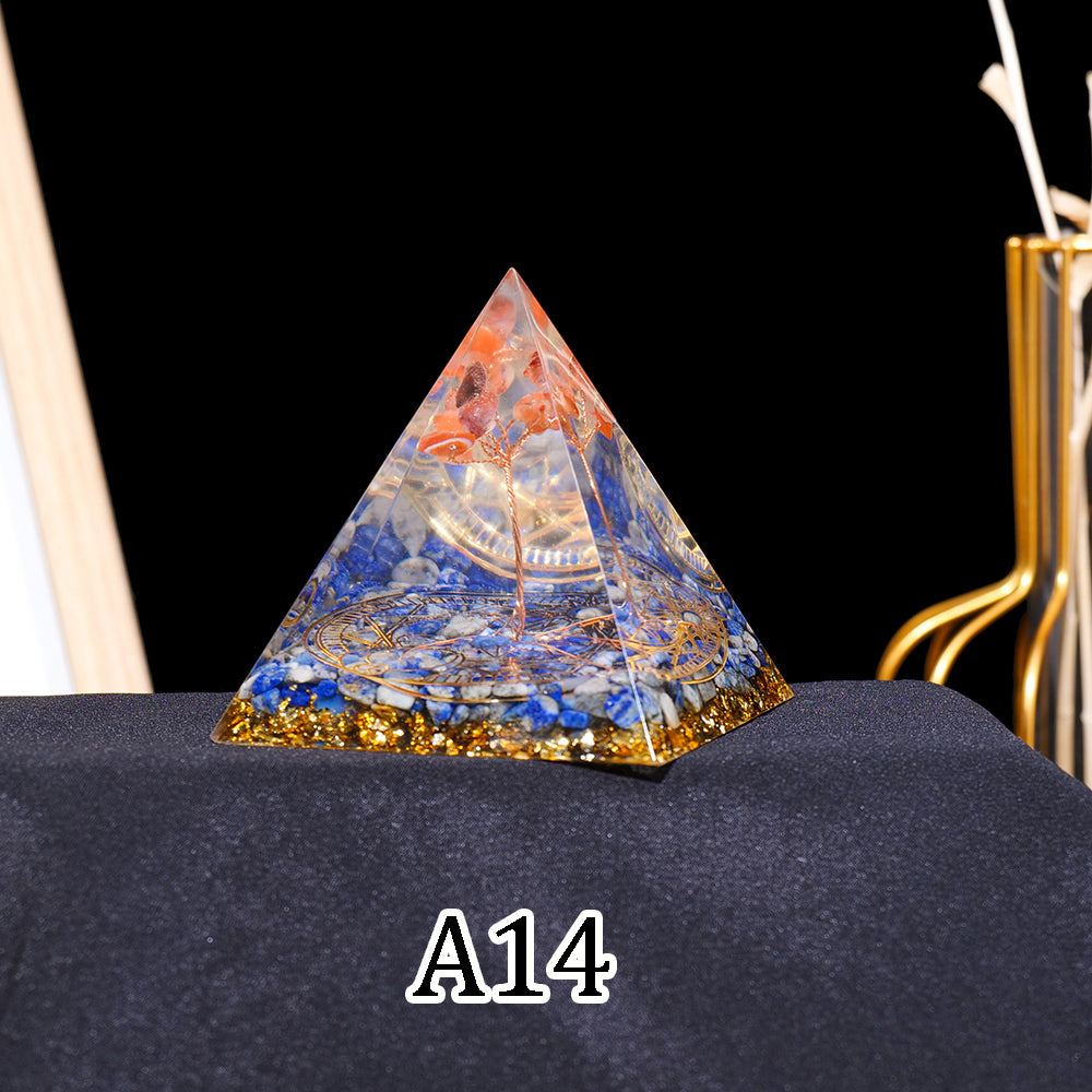 1pc Seven Chakra Orgone Pyramid Natural Crystal Gravel Treatment Tower Gemstone Reiki Home Decorate