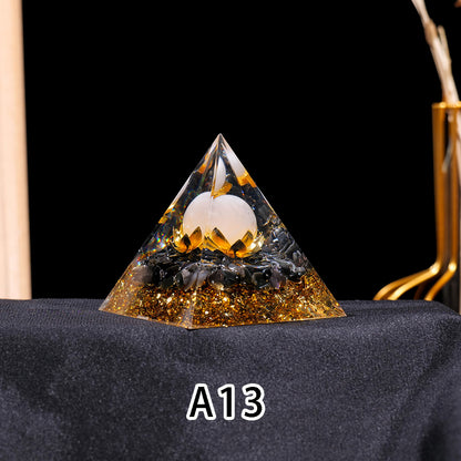 1pc Seven Chakra Orgone Pyramid Natural Crystal Gravel Treatment Tower Gemstone Reiki Home Decorate