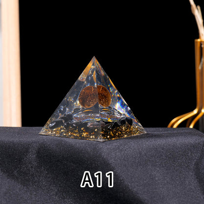 1pc Seven Chakra Orgone Pyramid Natural Crystal Gravel Treatment Tower Gemstone Reiki Home Decorate