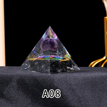 1pc Seven Chakra Orgone Pyramid Natural Crystal Gravel Treatment Tower Gemstone Reiki Home Decorate