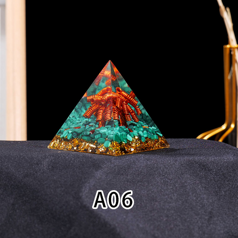 1pc Seven Chakra Orgone Pyramid Natural Crystal Gravel Treatment Tower Gemstone Reiki Home Decorate