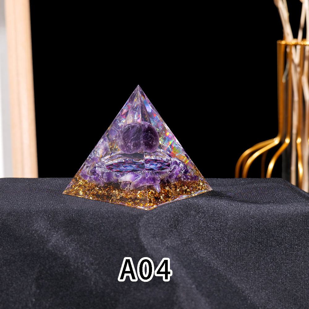 1pc Seven Chakra Orgone Pyramid Natural Crystal Gravel Treatment Tower Gemstone Reiki Home Decorate