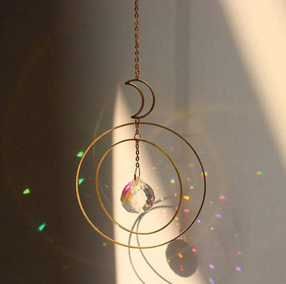 Moon Sun Catcher Hoops Rainbow Crystal Hanging Wall Hanging Art