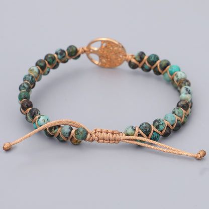 Tree of Life Turquoise Stone Bracelet Handmade Braided Layered Bead Bracelet