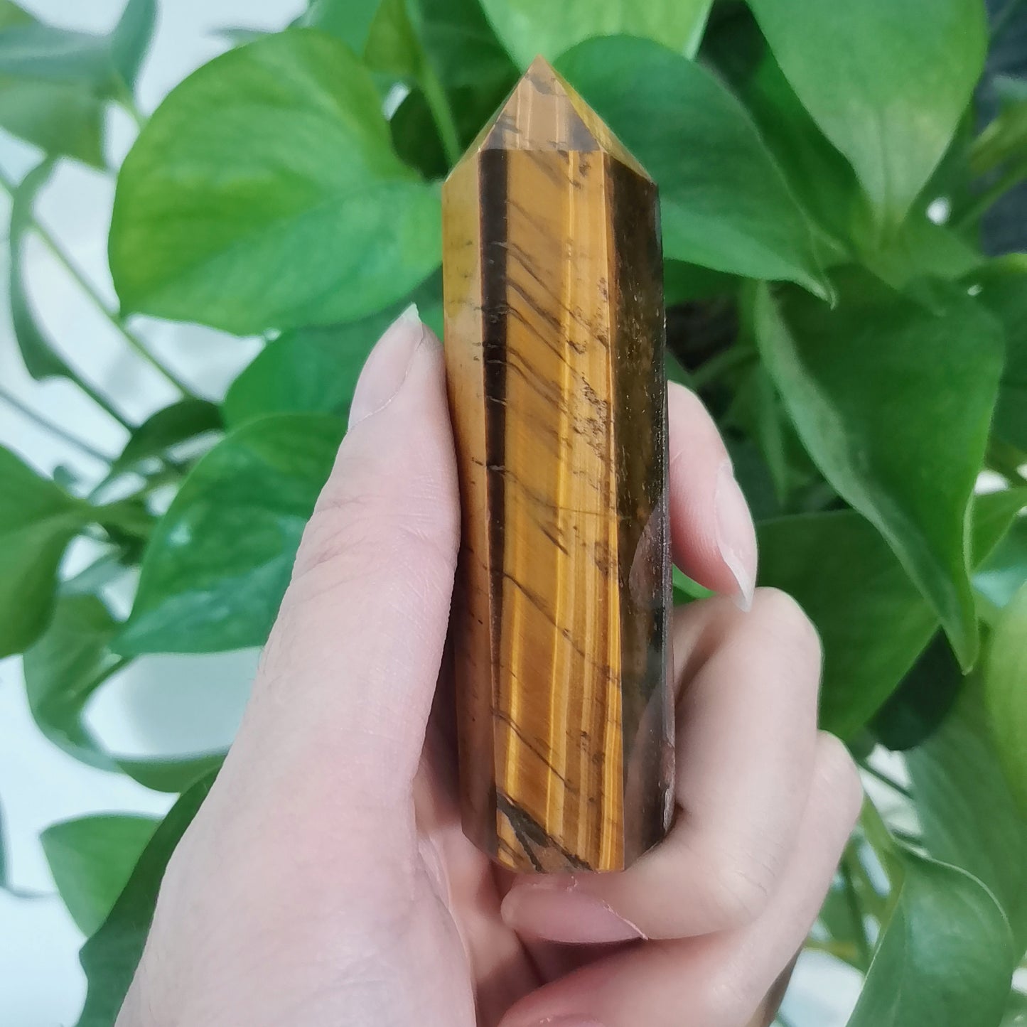 Natural Yellow Tiger Eye Point Tower Healing Crystal and Stones