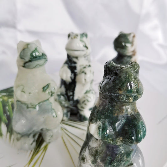 Moss Agate T-Rex Dinosaur Crystal Animal Carving