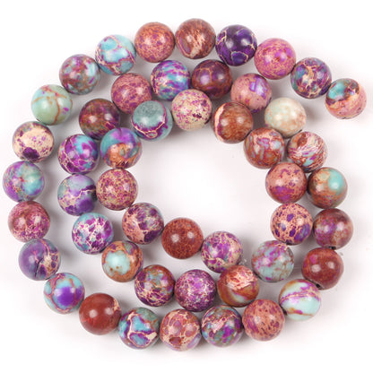 Violet Imperal Jaspers Loose Round Beads For Jewelry Making