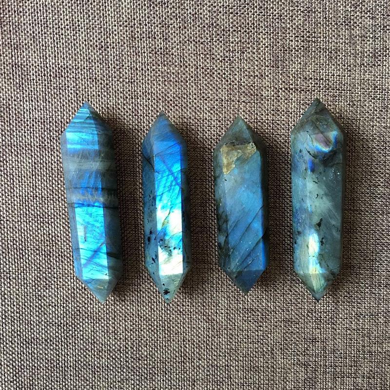 Natural Labradorite Stone Tower Crystal Double Point