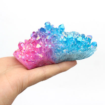 Natural Aura Clear Quartz Rainbow Crystal Cluster Angel Aura Raws Quartz Cluster