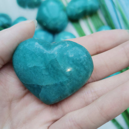 Large Amazonite Heart Crystal Stones for Healing Chakra Decor