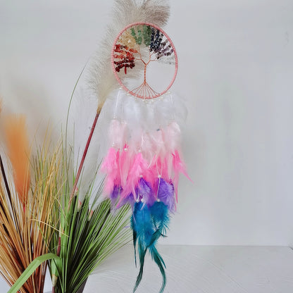 Dream Catcher with Natural Crystal Amethyst Chips Tree of Life Dream Catcher