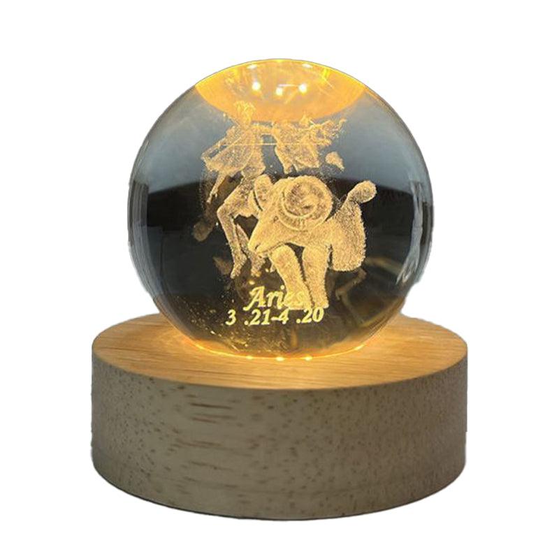 3D Laser Engraving 12 Constellations Crystal Ball