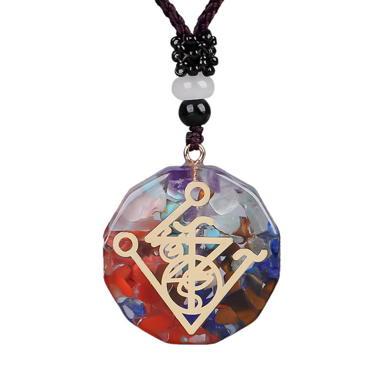 Orgonite Pendant Om Symbol Necklace Chakra Healing Energy Necklace Meditation Jewelry