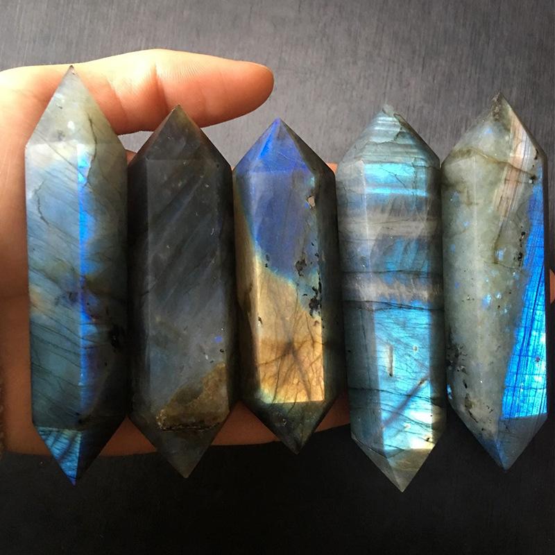 Natural Labradorite Stone Tower Crystal Double Point