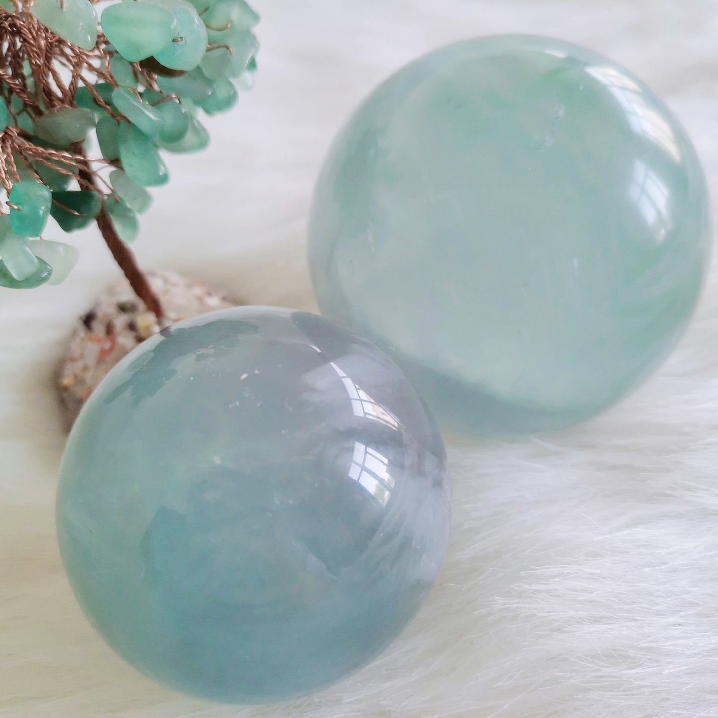 Esfera de piedra de fluorita azul natural, bola de cristal curativa Reiki, muestra + pedestal