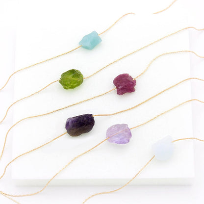 Natural Raw Stone Necklaces For Women Girl Geometric Crystal Pendant Gold Chain Necklaces