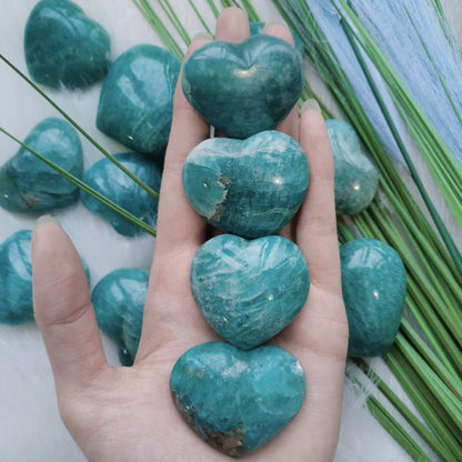 Large Amazonite Heart Crystal Stones for Healing Chakra Decor