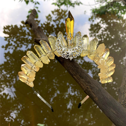 Raw Clear Quartz Crystal Crown/Moon Tiara