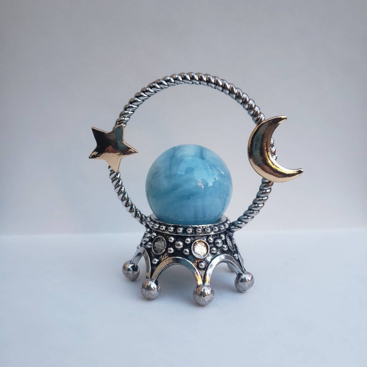 Soporte de esfera con forma de estrella y luna, decoración de planetas, anillo de esfera astronómica