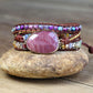 Natural Rhodochrosite Hand Woven Bracelet