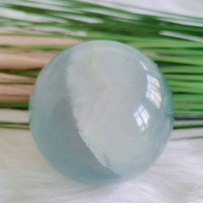 Esfera de piedra de fluorita azul natural, bola de cristal curativa Reiki, muestra + pedestal