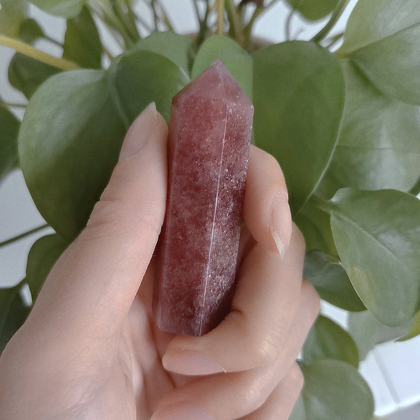 Natural Red Strawberry Quartz Crystal Point Tower Healing Crystal and Stones