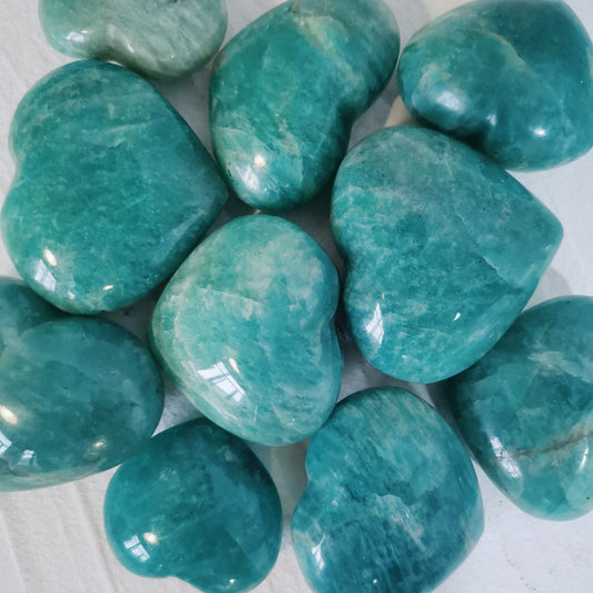 Large Amazonite Heart Crystal Stones for Healing Chakra Decor