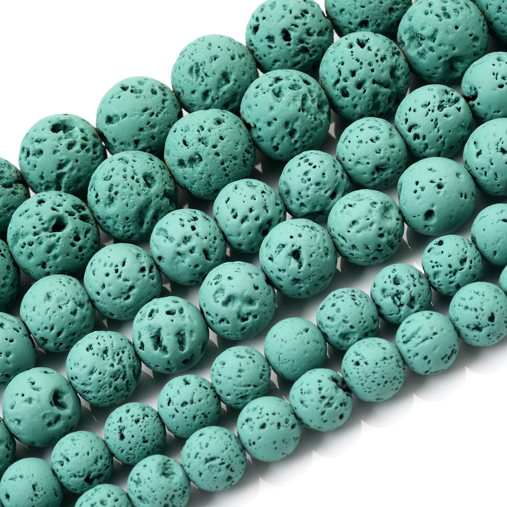 Green Lava Stone Beads for Jewelry Making