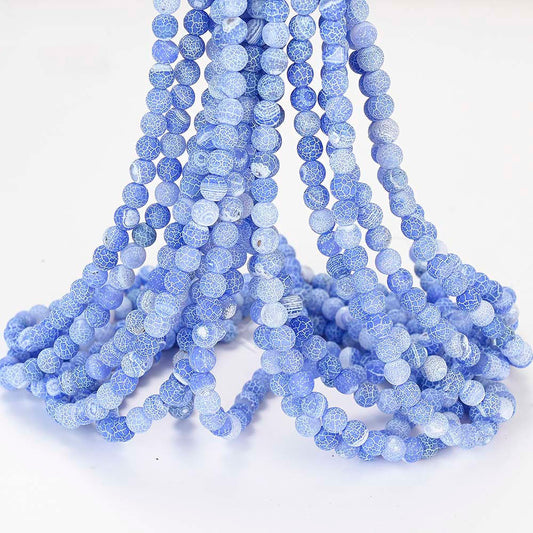 Blue Frosted Agates Beads for Jewelry Making