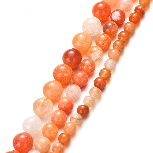 Fire Crackle Orange Agates Beads for Jewelry Making