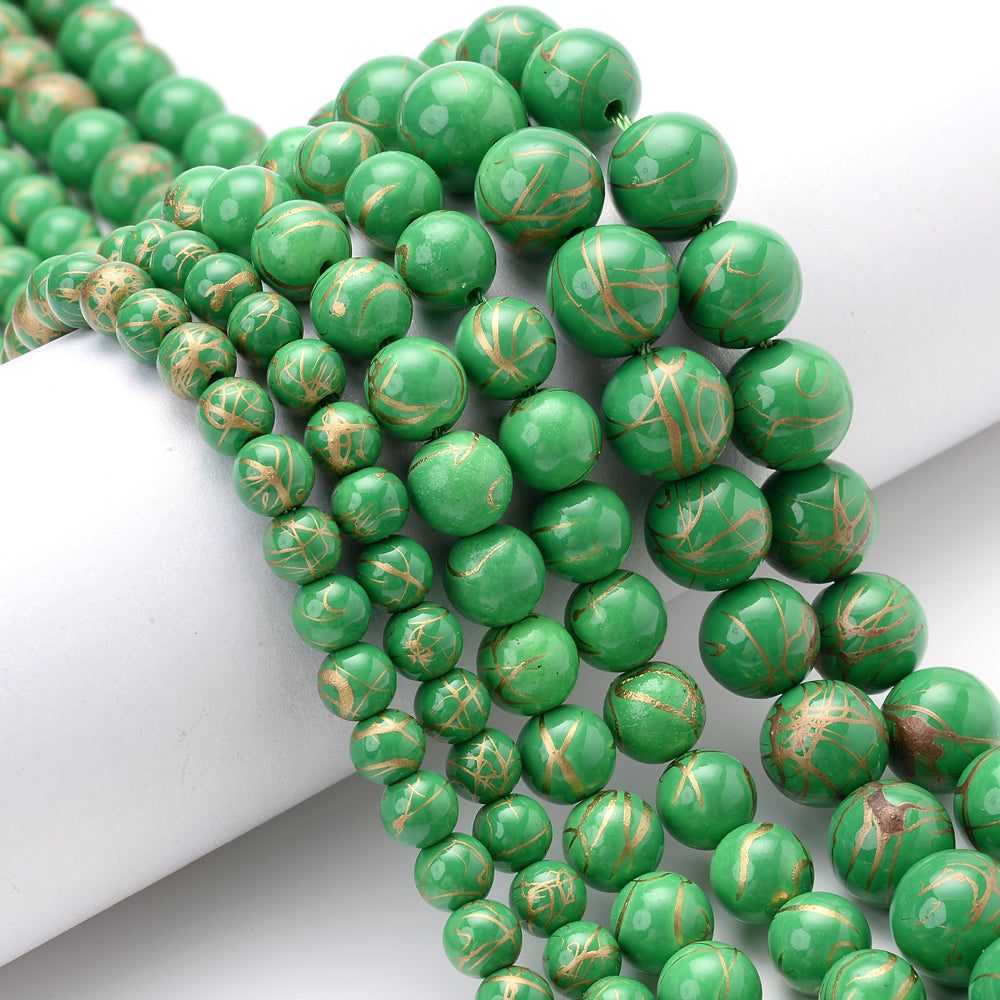 Green Golden Turquoise Bead for Jewelry Making