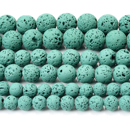 Cuentas de piedra de lava verde para hacer joyas