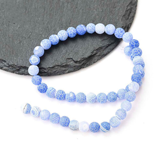 Blue Frosted Agates Beads for Jewelry Making