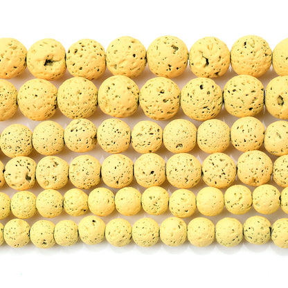 Yellow Round Lava Bead for Jewelry Making