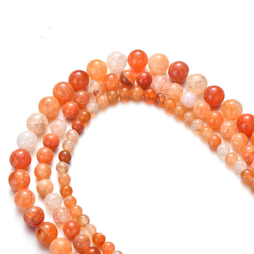 Fire Crackle Orange Agates Beads for Jewelry Making