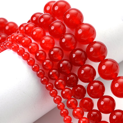 Red Color Chalcedony Jades  Bead for Jewelry Making