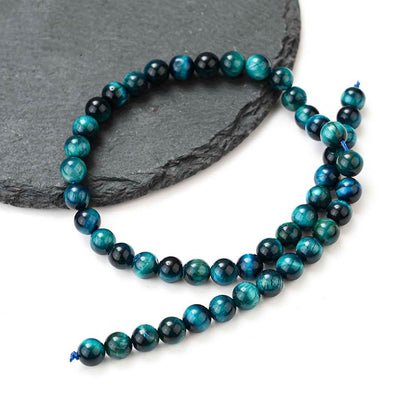 Genuine Galaxy Rainbow Blue Teal Tiger Eye Loose Bead for Jewelry Making