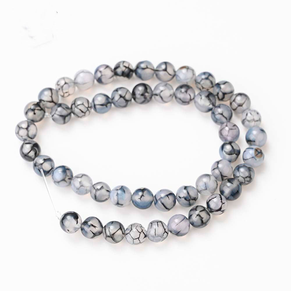 Black White Dragon Vein Agate Beads for Jewelry Making